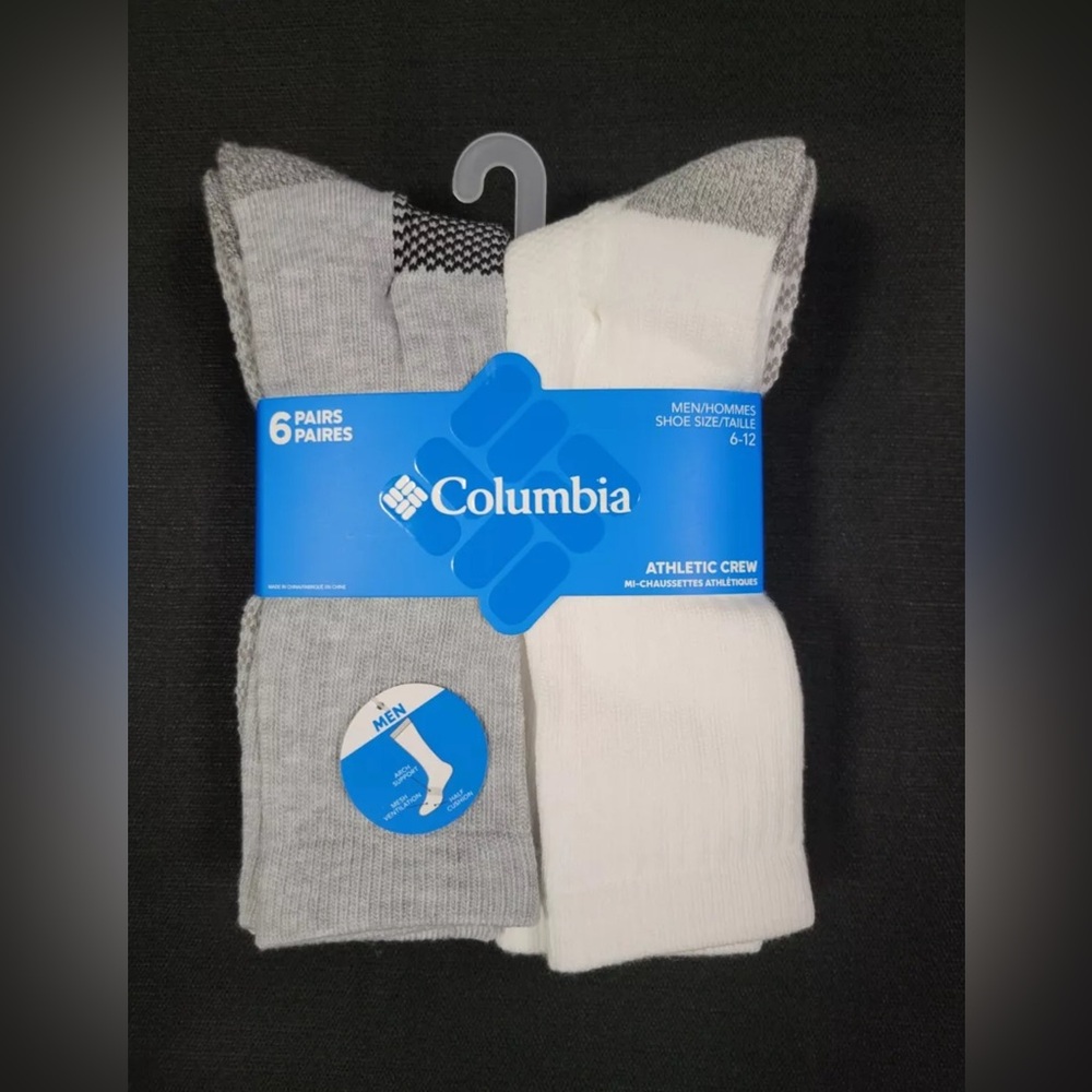 COLOMBIA athletic Cushioned crew socks 
White/gray